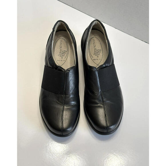 Waldlaufer Women's Size 8 Black Leather Loafers Slip On Comfort Wedge Shoes - Picture 4 of 15